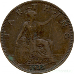 Монета. Великобритания. 1 фартинг 1933 год.