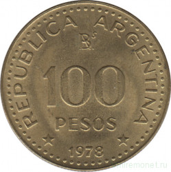 Монета. Аргентина. 100 песо 1978 год.