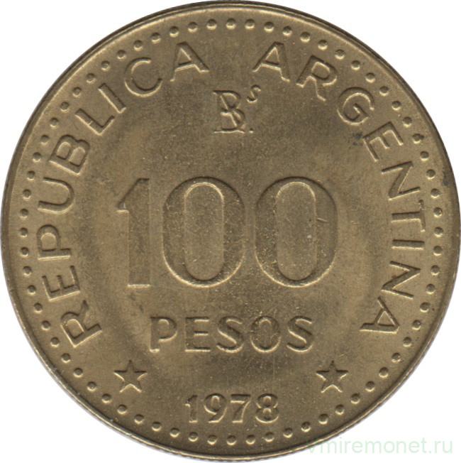 Монета. Аргентина. 100 песо 1978 год.