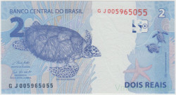 Банкнота. Бразилия. 2 реала 2010 год. Тип 252f.