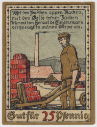 Бона. Нотгельд. Германия. Город Лаге. 25 пфеннигов 1921 год. Вариант 757.2.1.