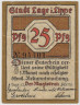 Бона. Нотгельд. Германия. Город Лаге. 25 пфеннигов 1921 год. Вариант 757.2.1. ав.