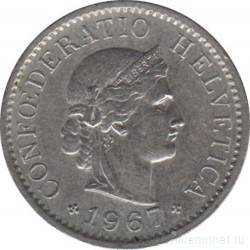 Монета. Швейцария. 5 раппенов 1967 год.