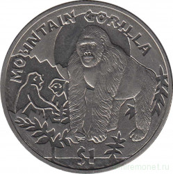 Монета. Сьерра-Леоне. 1 доллар 2011 год. Горная горилла.