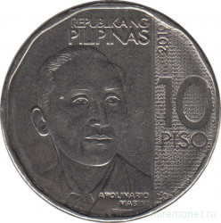 Монета. Филиппины. 10 песо 2019 год.