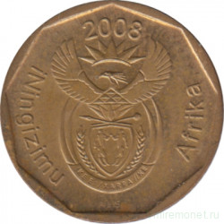 Монета. Южно-Африканская республика (ЮАР). 10 центов 2008 год.