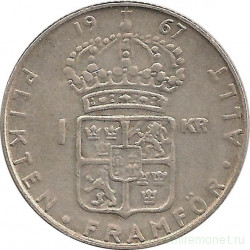 Монета. Швеция. 1 крона 1967 год.