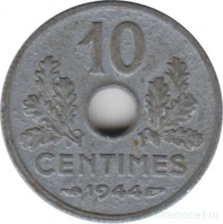 Монета. Франция. 10 сантимов 1944 год. Правительство Виши.
