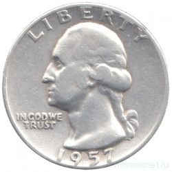 Монета. США. 25 центов 1957 год.