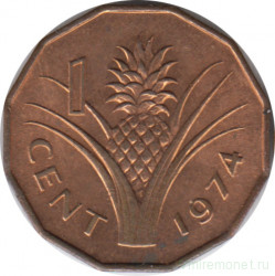 Монета. Свазиленд. 1 цент 1974 год.