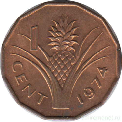 Монета. Свазиленд. 1 цент 1974 год.