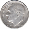 Монета. США. 10 центов 1947 год. Серебряный дайм Рузвельта. Монетный двор D. ав.