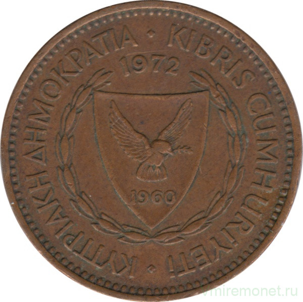 Монета. Кипр. 5 милей 1972 год.