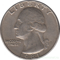 Монета. США. 25 центов 1981 год. Монетный двор P.
