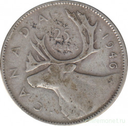 Монета. Канада. 25 центов 1946 год.