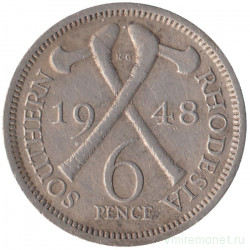Монета. Южная Родезия. 6 пенсов 1948 год. 