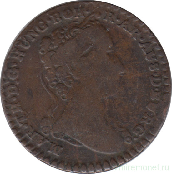 Монета. Австрийские Нидерланды. 1 лиард 1744 год. Монетный двор - Антверпен (рука).