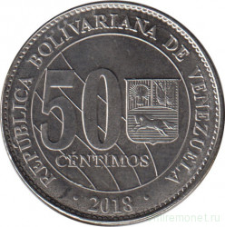 Монета. Венесуэла. 50 сентимо 2018 год.