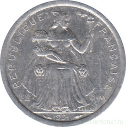 Монета. Французская Полинезия. 1 франк 1991 год.