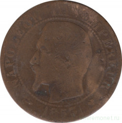Монета. Франция. 5 сантимов 1853 год. МА.