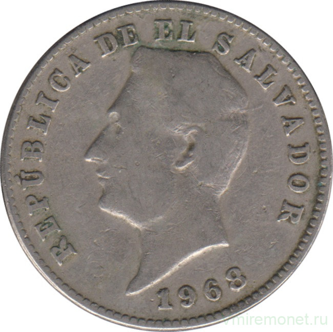 Монета. Сальвадор. 10 сентаво 1968 год.