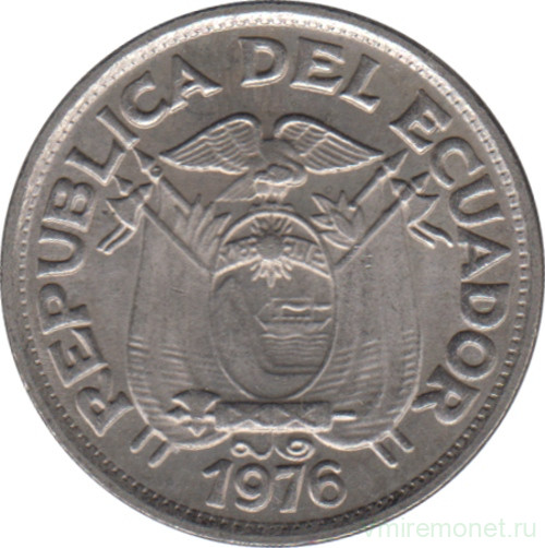 Монета. Эквадор. 10 сентаво 1976 год.