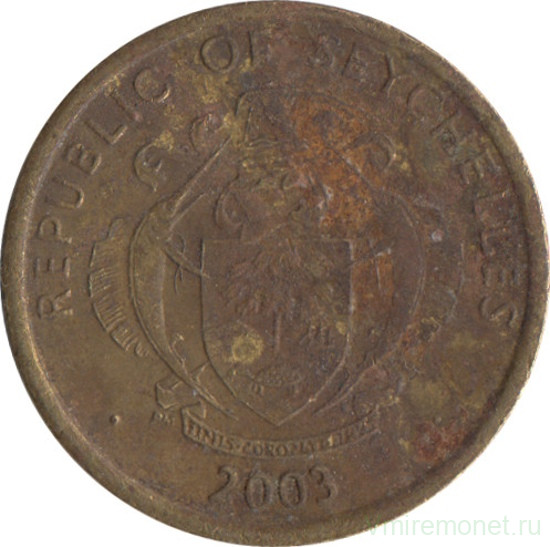 Монета. Сейшельские острова. 10 центов 2003 год.