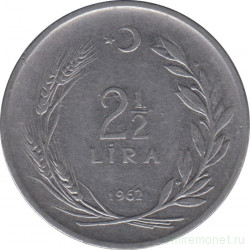 Монета. Турция. 2,5 лиры 1962 год.
