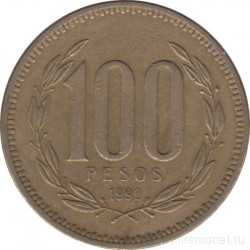 Монета. Чили. 100 песо 1992 год.