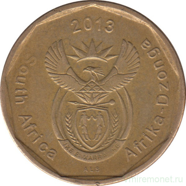 Монета. Южно-Африканская республика (ЮАР). 50 центов 2013 год.