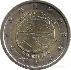 Монета. Италия. 2 евро 2009 год. 10 лет экономическому и валютному союзу.