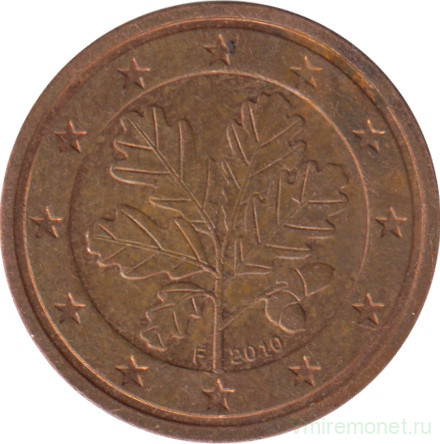 Монета. Германия. 2 цента 2010 год. (F).