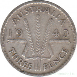 Монета. Австралия. 3 пенса 1943 год.
