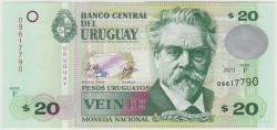 Банкнота. Уругвай. 20 песо 2011 год. Тип 86b.