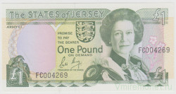 Банкнота. Джерси (Великобритания). 1 фунт 1989 год.