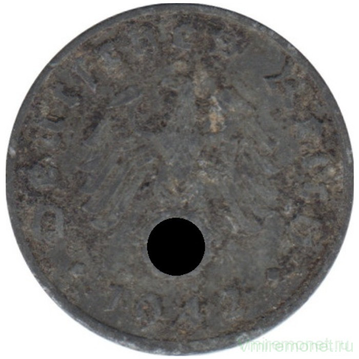 Монета. Германия. Третий Рейх. 1 рейхспфенниг 1942 год. Монетный двор - Гамбург (J). Монета. Германия. Третий Рейх. 1 рейхспфенниг 1942 год. Монетный двор - Гамбург (J).