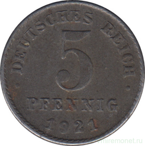 Монета. Германская империя. 5 пфеннигов 1921 год. (D).
