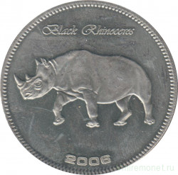 Монета. Сомали. 25 шиллингов 2006 год. Чёрный носорог.