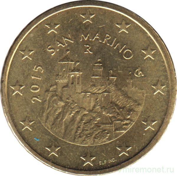 Монета. Сан-Марино. 50 центов 2015 год.
