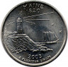  Монета. США. 25 центов 2003 год. Штат № 23 Мэн.