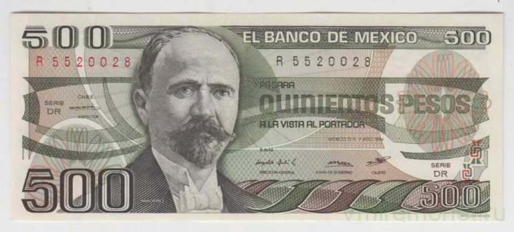 Банкнота. Мексика. 500 песо 1984 год.