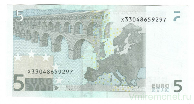 Банкнота. Европейский Центробанк. 5 евро 2002 год. Германия. Тип 8x (1).