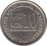 Монета. Венесуэла. 10 боливаров 2001 год. Магнитная. ав.