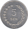 Монета. Индонезия. Риау. 5 сен 1962 год. рев.