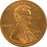 Монета. США. 1 цент 2005 год. Монетный двор D. ав