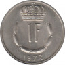 Монета. Люксембург. 1 франк 1972 год. ав.
