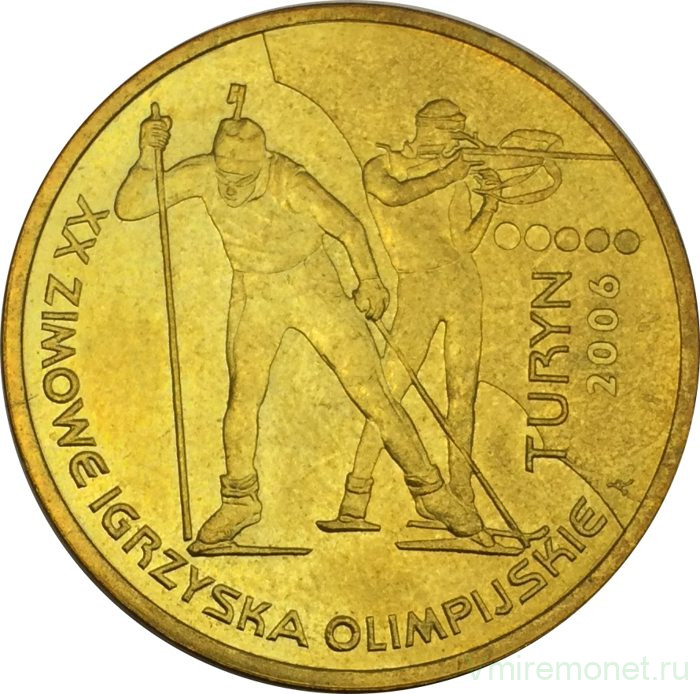 Монета. Польша. 2 злотых 2006 год. ХХ зимние Олимпийские игры-Турин 2006.