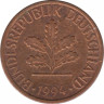  Монета. ФРГ. 1 пфенниг 1994 год. Монетный двор - Гамбург (J). ав.