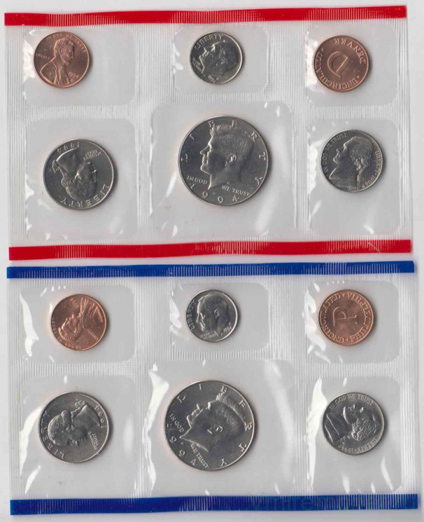 Монета. США. Годовой набор 1994 год. Монетные дворы P и D.