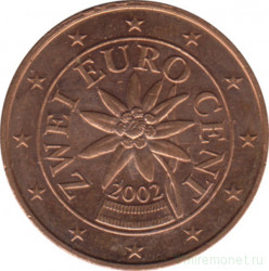 Монета. Австрия. 2 цента 2002 год.